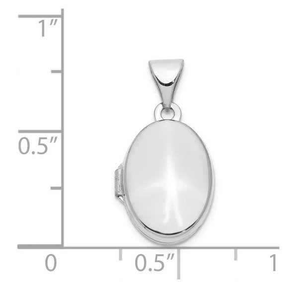 14K White Gold 13Mm Oval Plain Assembled Locket New - Picture 2 of 3